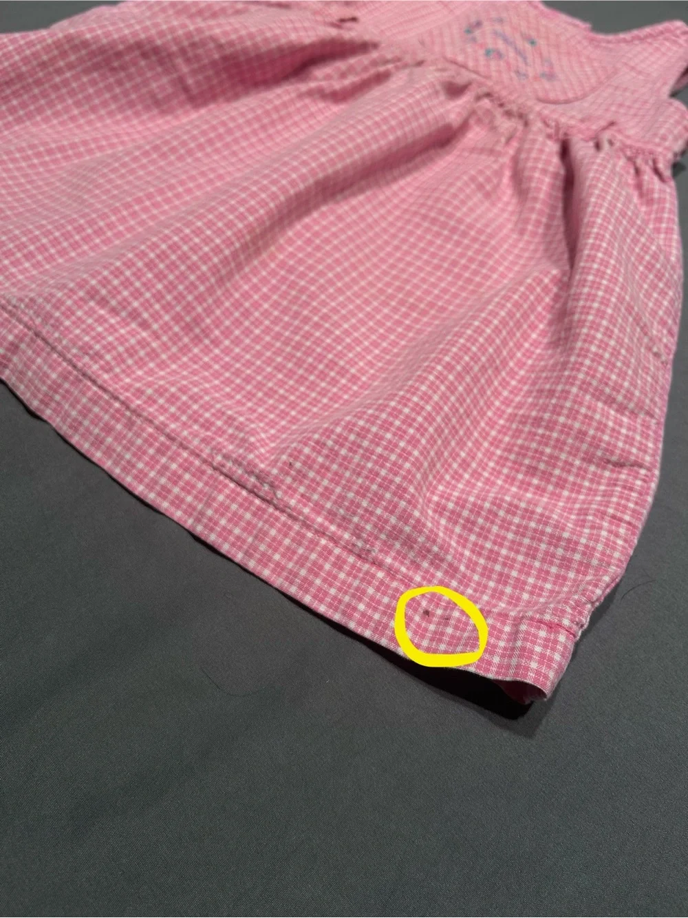 Vintage Oshkosh B’Gosh Pink & White Plaid Dress with Embroidered Details